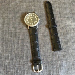 Vintage Rumours Black Band Watch Silver